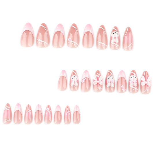 3D Bunny Pink Press-on Nail 3D-4013