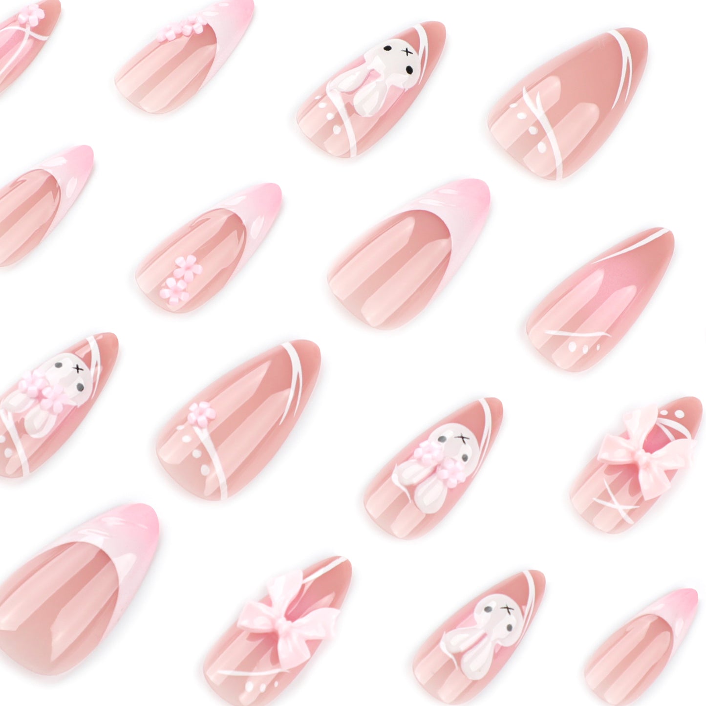3D Bunny Pink Press-on Nail 3D-4013
