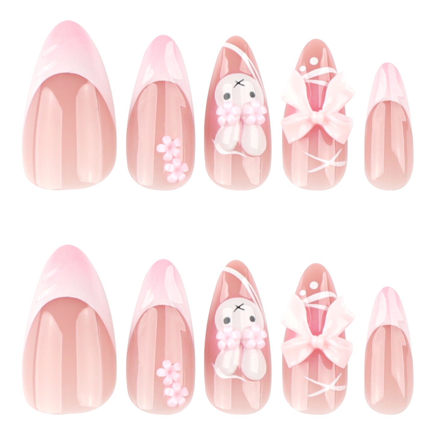 3D Bunny Pink Press-on Nail 3D-4013