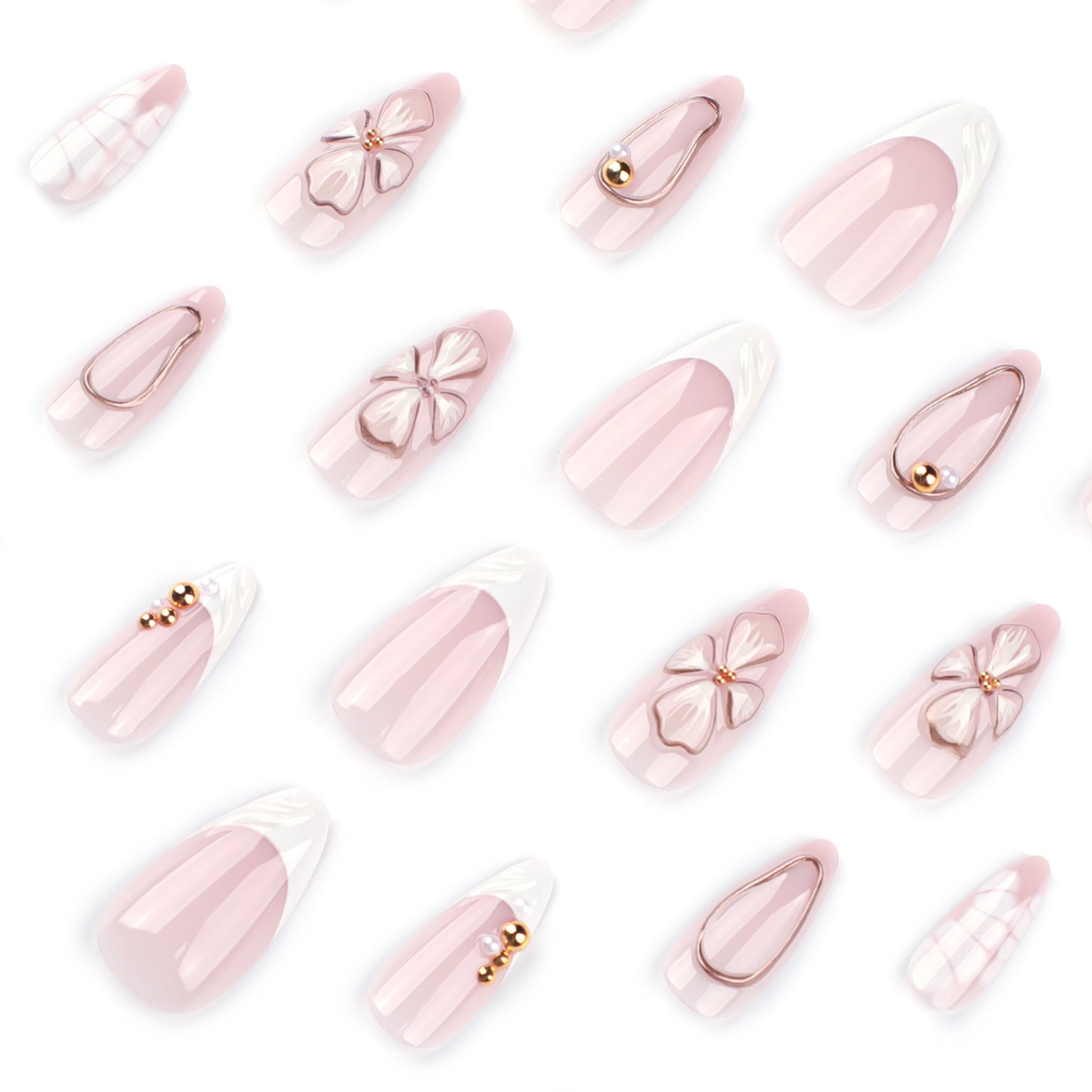 3D Pink Floral Press-on Nail 3D-4053