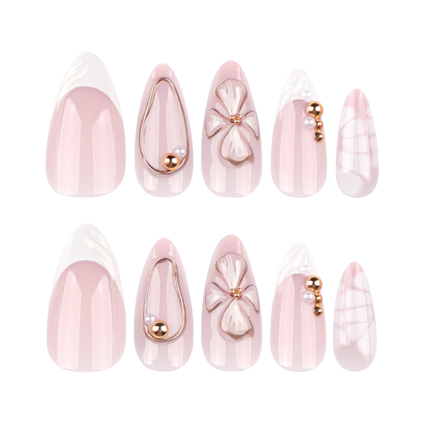3D Pink Floral Press-on Nail 3D-4053