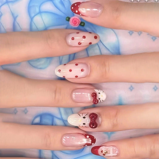 3D Polka Dot Cat Press-on Nail 3D-4000