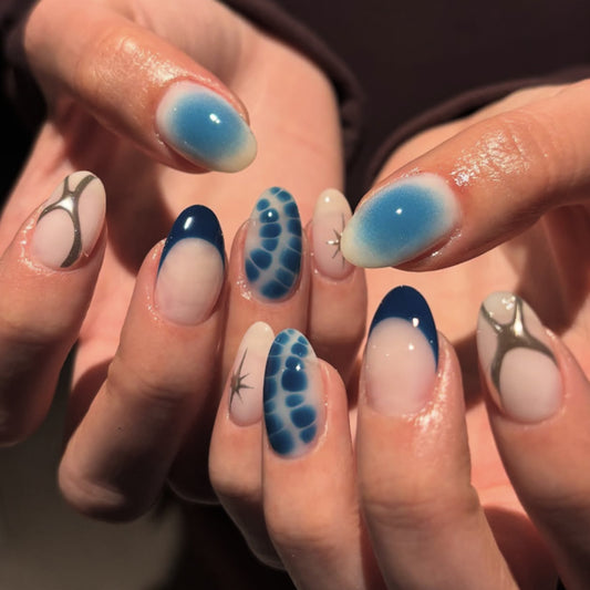 3D Midnight Blue Press-on Nail 3D-4033