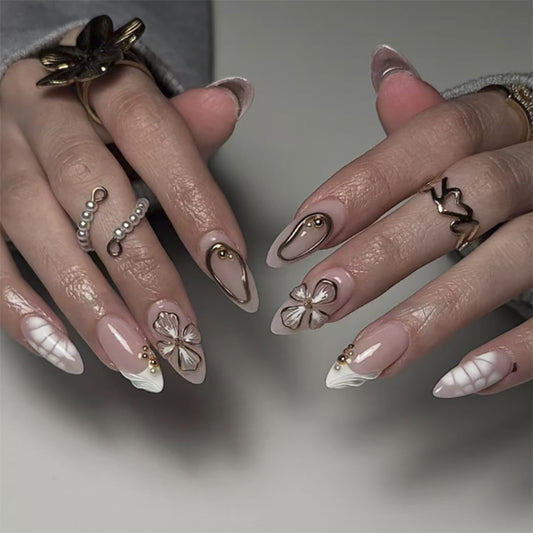 3D Pink Floral Press-on Nail 3D-4053